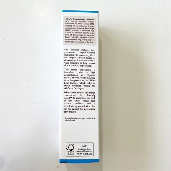 Kiehl's Hydro-Plumping Re-Texturizing Hydrating Serum Concentrate 1.7oz 50ml Box - Picture 5 of 8